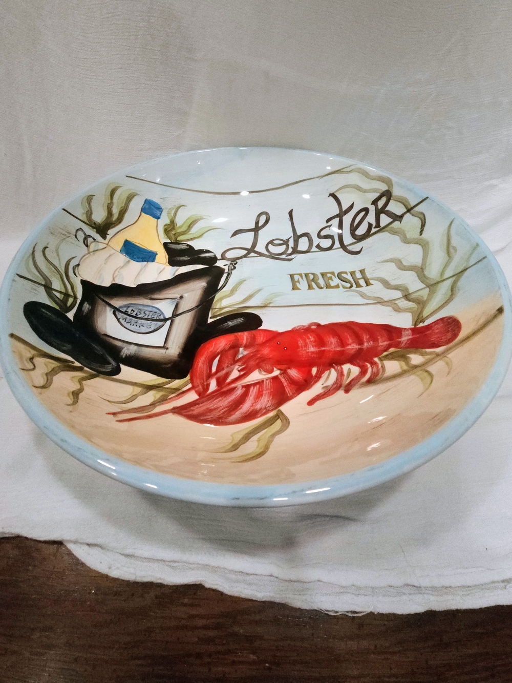 Certified International "Fresh Lobster" Ceramic Serving Bowl by Kate McRostie